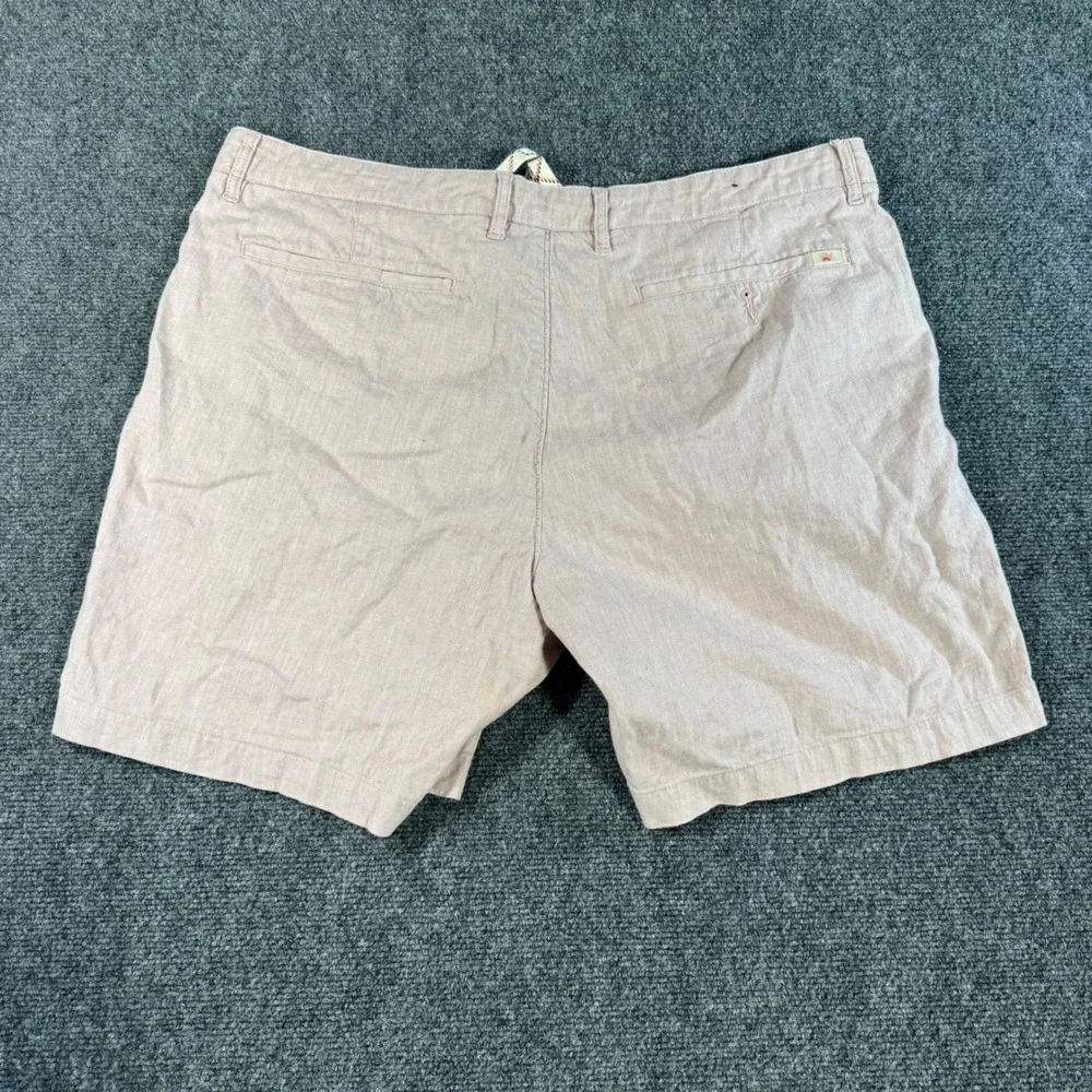 Faherty Brand Mens 38 Linen Organic Cotton Blend Drawstring Shorts Light Pink